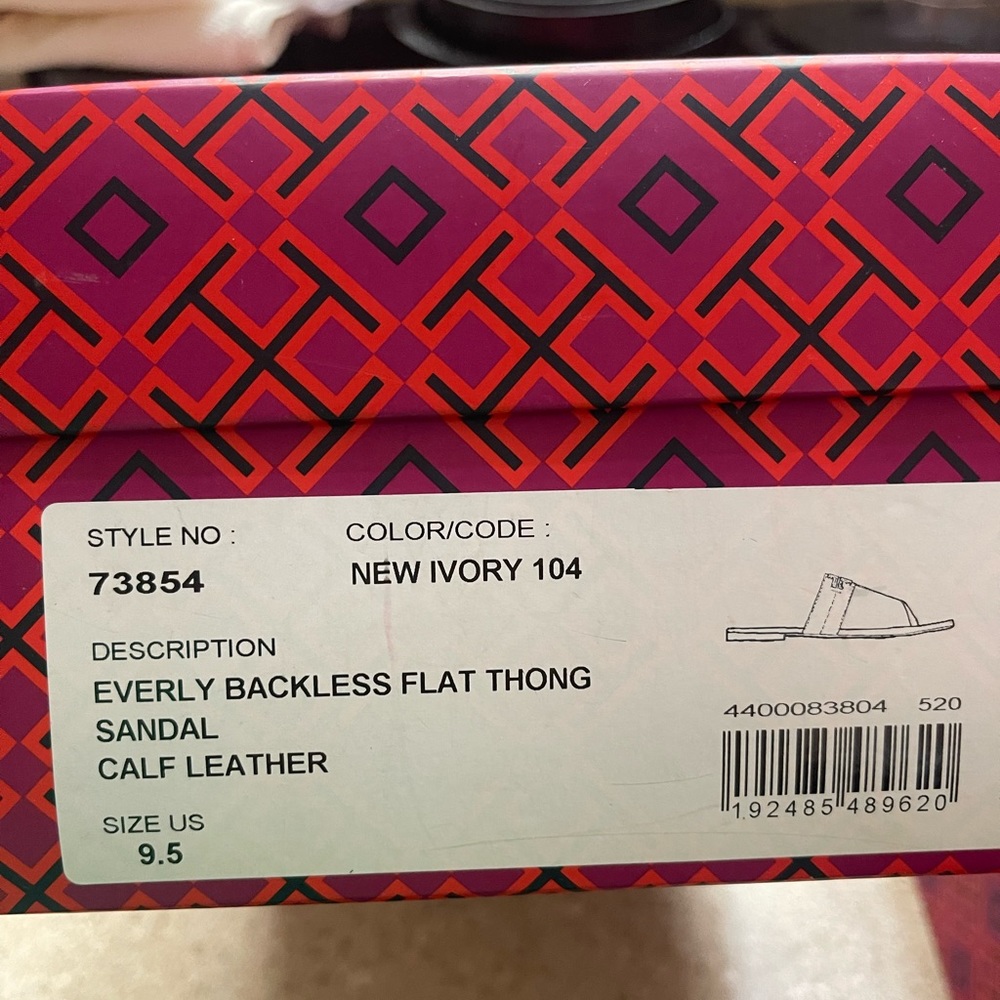 TORY BURCH EVERLY BACKLESS SANDALS  9 1/2 New Ivory NWT
